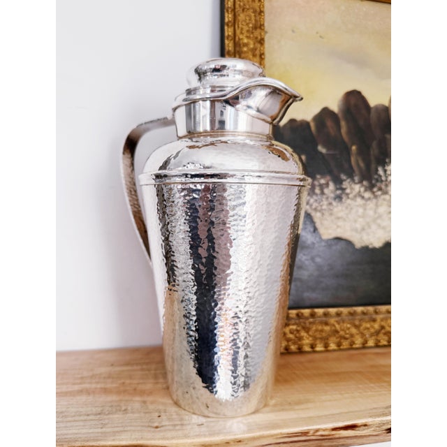 1920s 1926 Hammered Silver Plate Cocktail Shaker For Sale - Image 5 of 9