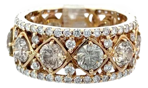 One of a Kind 14k Yellow Gold 5.08 Carat Weight Diamond Eternity Style Band Ring, Size 7.5