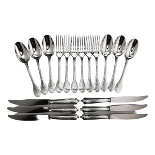 Soubise Silver Minerva Dinner Service from Puiforcat, 1890s, Set of 18 For Sale