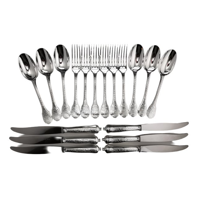 Soubise Silver Minerva Dinner Service from Puiforcat, 1890s, Set of 18 For Sale