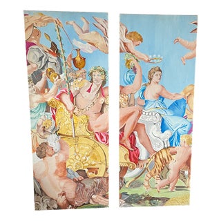 The Triumph of Bacchus and Ariadne Diptych, 1990s, Painted Canvases, Set of 2 For Sale