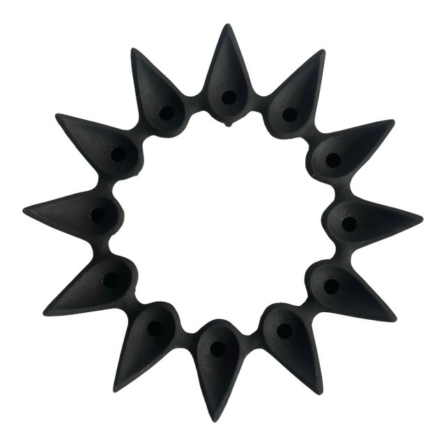 Vintage Jens Quistgaard for Dansk Cast Iron Star Burst Candlestick Holder For Sale