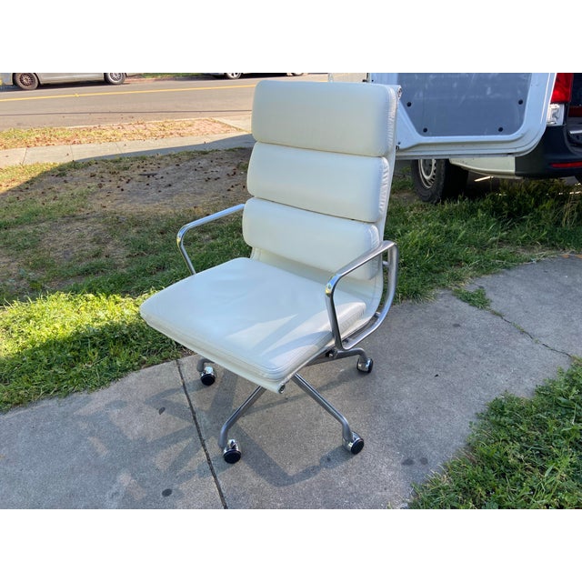 2020s Authentic Eames Soft Pad Chair - Executive by Herman Miller White Leather For Sale - Image 5 of 12