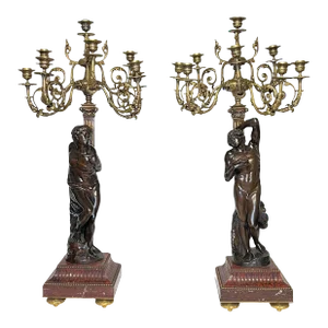 Gilt and Patinated Bronze Candelabra from Barbedienne - A Pair