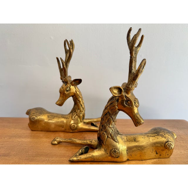 Metal 1980s Brass Reindeer Pair For Sale - Image 7 of 7