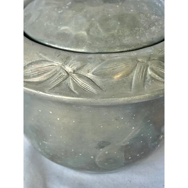 Mid-Century Modern Vintage Faux Bamboo Aluminum Sugar Container For Sale - Image 3 of 11