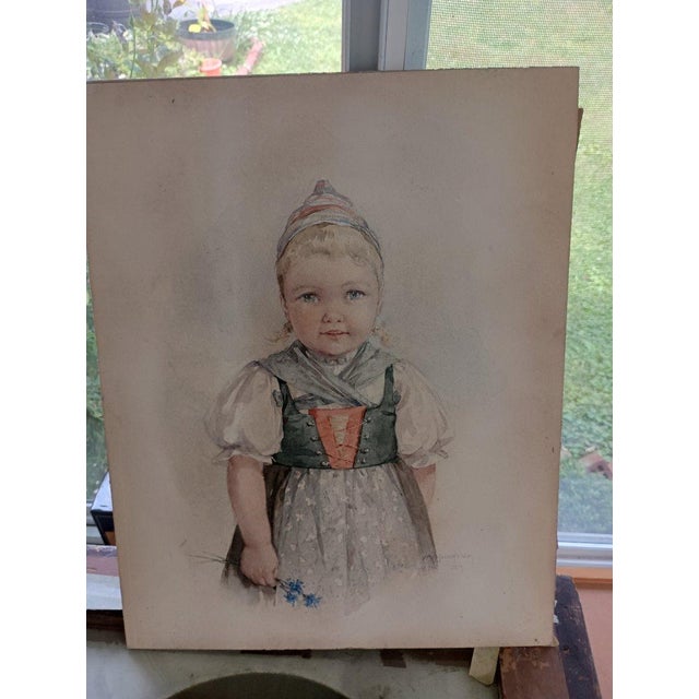 Maud Humphrey “Dutch Girl” Original Watercolor — May Plate From the 1891 Calendar Series For Sale - Image 6 of 16