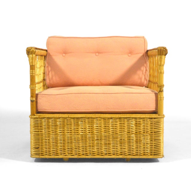 Contemporary Davis Allen Square Chair and Ottoman by McGuire For Sale - Image 3 of 9