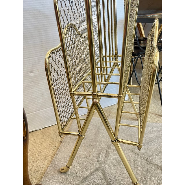 Brass Maison Jansen, Rare Neoclassical Brass Magazine Rack French, C.1920s For Sale - Image 8 of 14