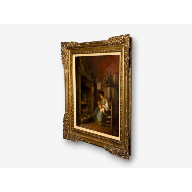 Oil on Canvas, Mother and Child, Signed A. Ripa, Italy, 19th/20th C. For Sale - Image 4 of 10