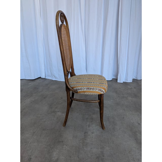 Vintage Bentwood Chair in Fabric and Cane Backrest, Yugoslavia, 1970s For Sale - Image 9 of 18