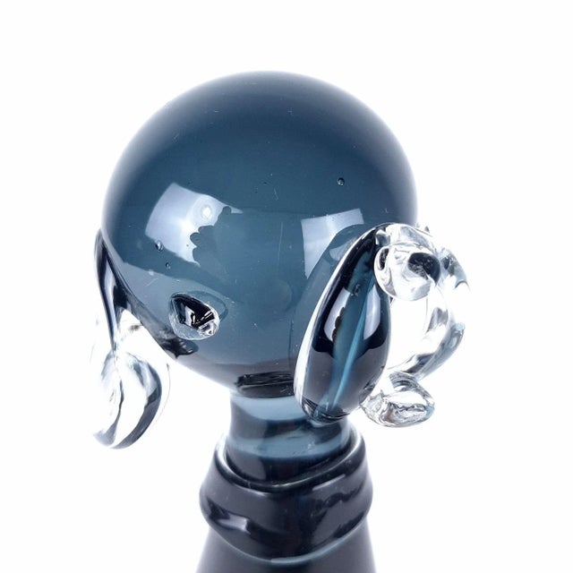 Vintage Gray and Clear Murano Glass Dog Sculpture For Sale - Image 6 of 11