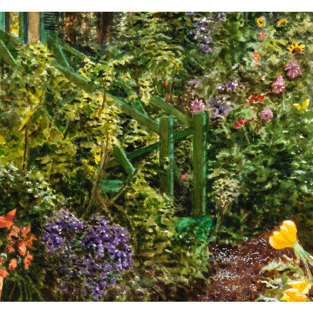 2020s "Waiting for Monet", Claude Monet's Garden in Giverny, France, Original Watercolor Painting For Sale - Image 5 of 6
