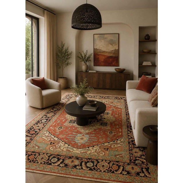 Textile Pasargad DC Fine Hand Knotted Persian Serapi Design Rug For Sale - Image 7 of 7