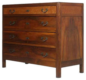 Art Deco Walnut Dresser with Mirror, 1920s