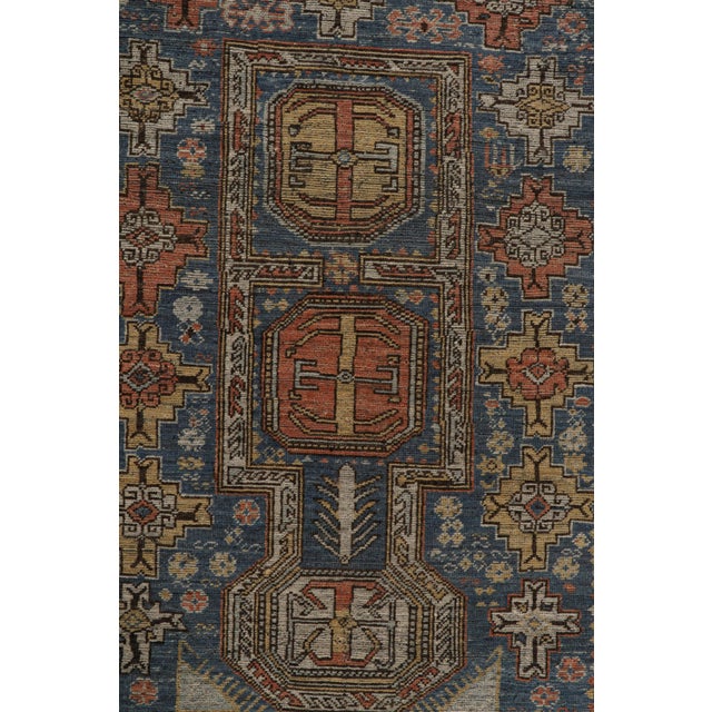 Rug & Kilim’s Tribal Style Rug in Blue, With Red and Gold Geometric Patterns For Sale In New York - Image 6 of 7