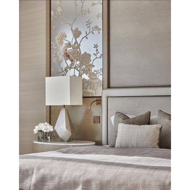 Luxury Hand Painted Silver Foil Wallpaper With Floral & Bird Design, Elegant Chinoiserie Botanical Wallcovering, Custom Oriental Interior Mural For Sale - Image 4 of 10
