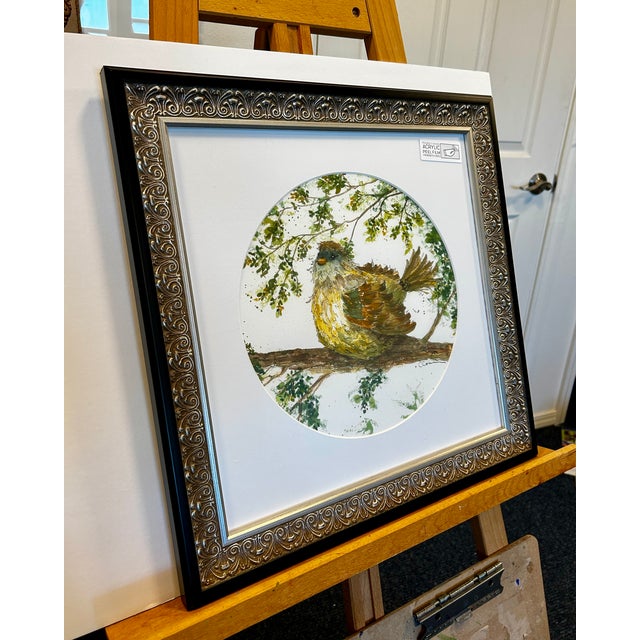 Original Watercolor Ink and Wash Painting “Poofy Bird” For Sale - Image 4 of 8