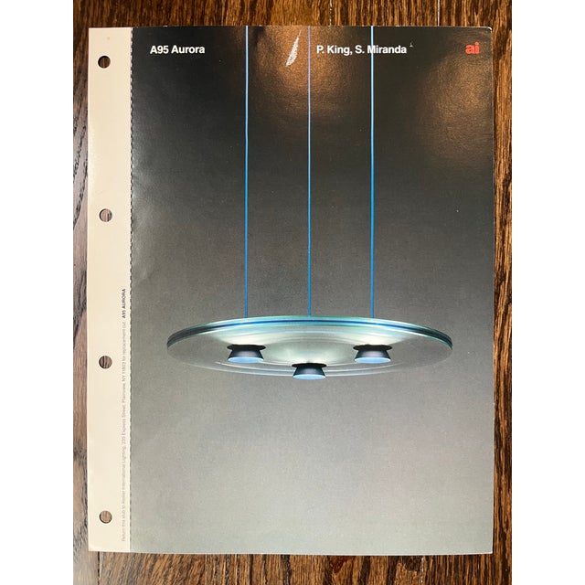 1990s 1993 Aurora Blue Pendant Lights by Perry King & Santiago Miranda for Arteluce - a Pair For Sale - Image 5 of 6