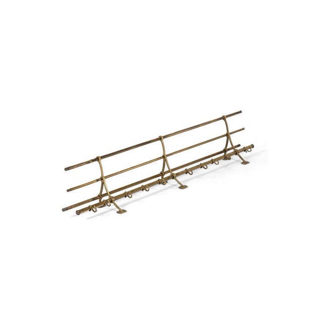Long Brass Luggage Rack with Hooks For Sale - Image 4 of 11