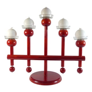 Red Candle Holder in Wood from Aarikka Finland, 1960s For Sale