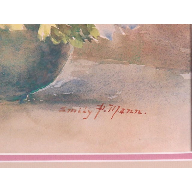 Antique Emily F. Mann Floral Still-Life Watercolor Triple Matted Gilt Framed This exquisite original watercolor by the...