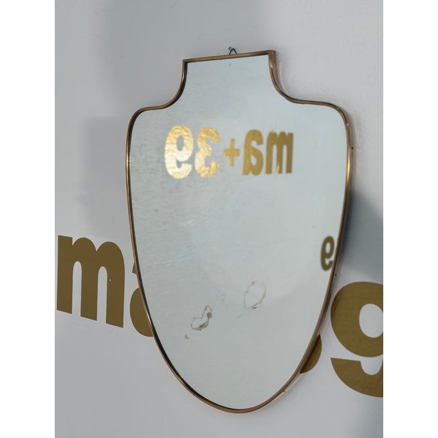 Mid-Century Modern Vintage Unique Brass Wall Mirror 1970s For Sale - Image 3 of 7