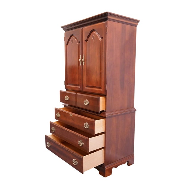 Wood Kincaid Furniture Solid Cherry Traditional Style 39" Media / Clothing Armoire 21-165 For Sale - Image 7 of 14