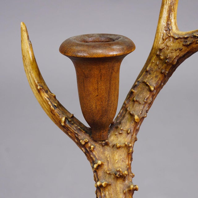 Black Forest Candle Holder With Wooden Base and Spout, Germany For Sale - Image 6 of 7