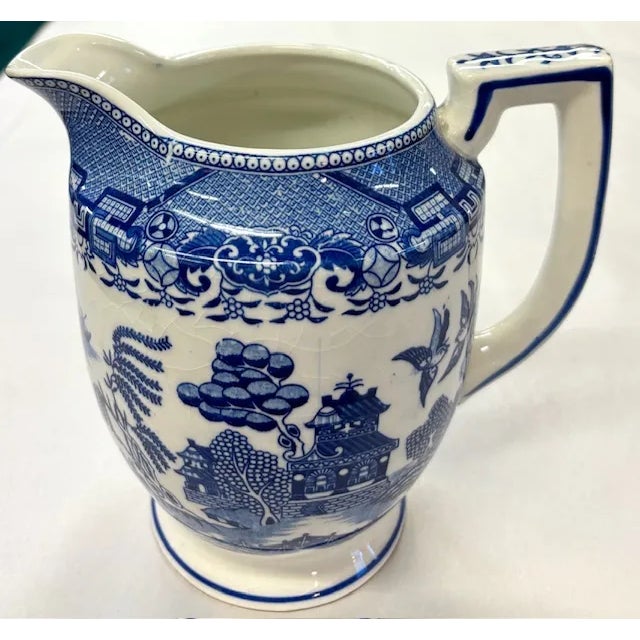 Japanese Vintage Moriyama Japanese Blue Will Pitcher, Signed For Sale - Image 3 of 6