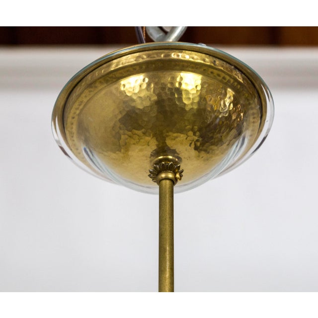 Mid Century Brass & Glass Undulating 6-Arm Chandelier For Sale - Image 4 of 9