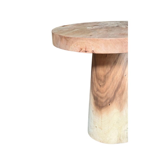 Sculptural Round Table Crafted From Solid Suar Wood, Natural Finish For Sale - Image 13 of 15