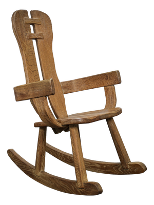 Brutalist Oak Rocking Chair by De Puydt, 1970s