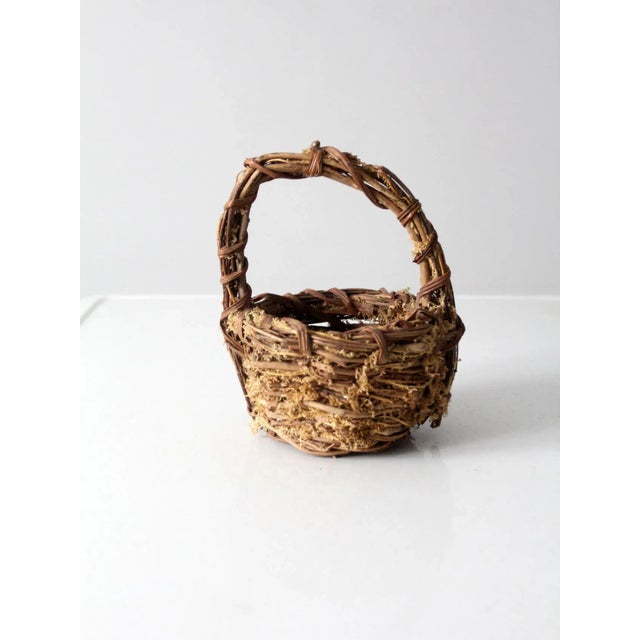 Vintage Twig & Moss Basket For Sale - Image 6 of 11