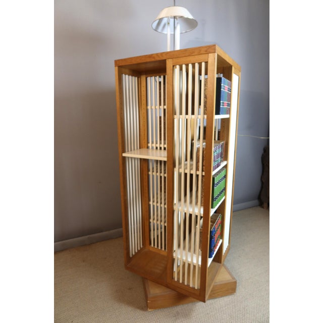 Wood Large Rotating Bookcase, 1970s For Sale - Image 7 of 13