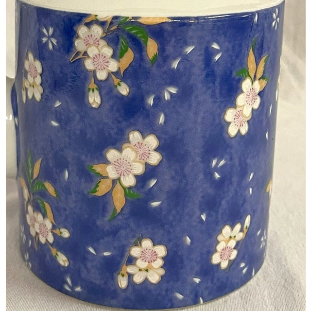 Vintage Porcelain Traditional Asian Style Teapot With Cherry Blossom Designs For Sale - Image 9 of 11