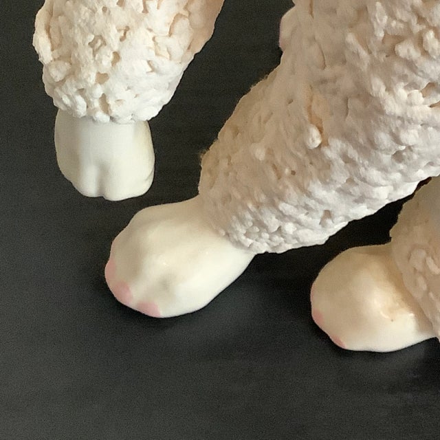 Vintage Large Ceramic French Poodle With Collar Figurine Statue For Sale - Image 11 of 13