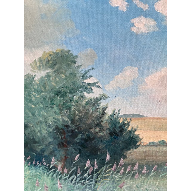 Large Vintage Original Landscape Dog Oil Painting For Sale - Image 9 of 16