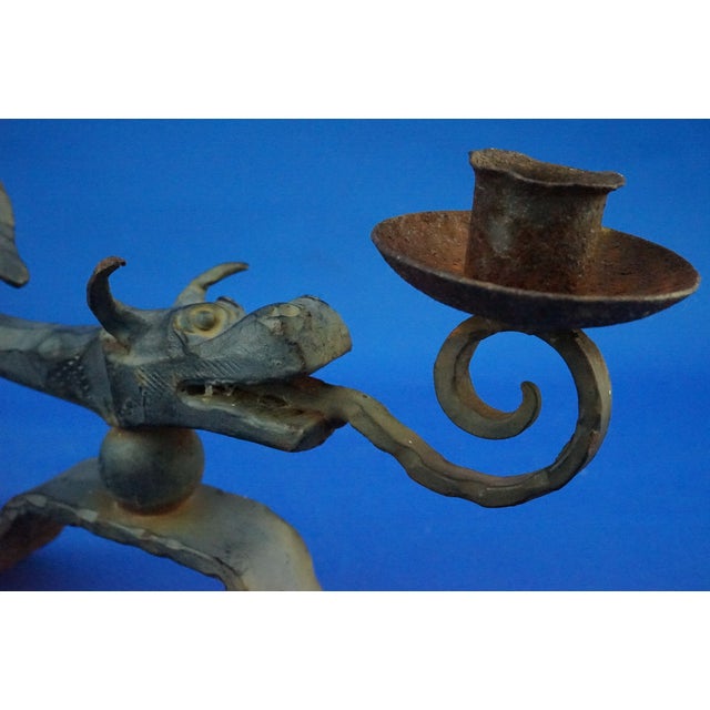Wrought Iron Candelabras with Dragon Heads, Italy, 1920s, Set of 2 For Sale - Image 14 of 18