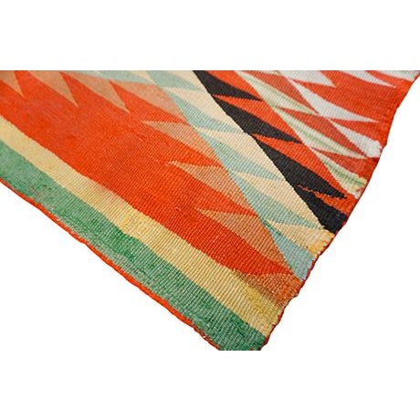 Red Tribal Geometric Design Small Scatter Size Rustic 19th Century Native American Navajo Germantown Carpet / Flatweave For Sale - Image 8 of 12