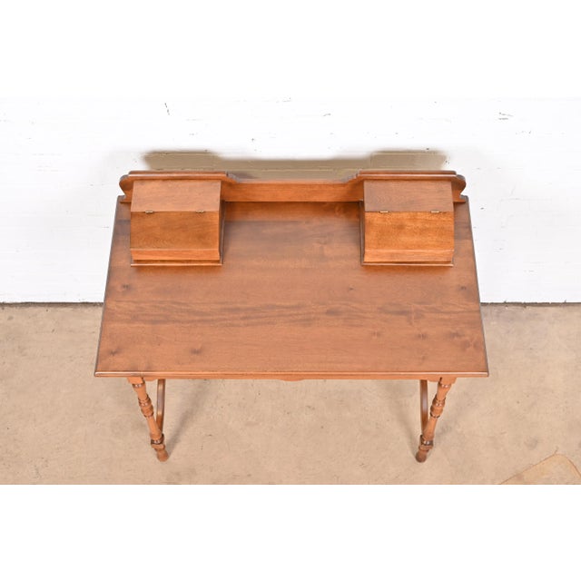 Brown Antique Stickley Brothers American Colonial Maple Writing Desk, Newly Refinished For Sale - Image 8 of 13