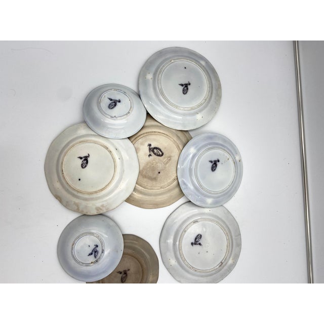 Ceramic Antique P. W. & Co. Black Mulberry Ware Plates, “Washington’s Vase” - Set of 8 For Sale - Image 7 of 13