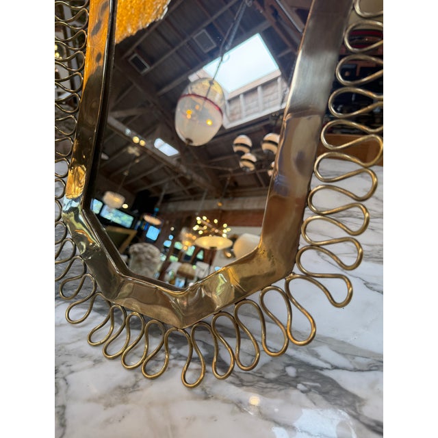 1970s 1950's Brass Table/Vanity Mirror With Looped Wire Frame For Sale - Image 5 of 8