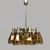 German Art Deco chandelier in yellow glass and metal, 1930s Chandelier with eight yellow glass shades with a metal finish....