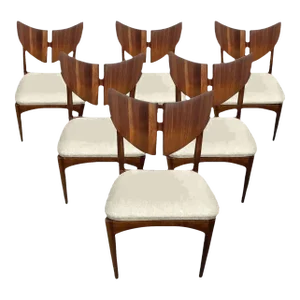 Mid Century Style Solid Walnut Butterfly Dining Chairs - Set of 6