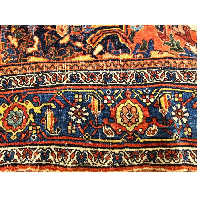 Early 20th Century Persian Bidjar Rug, Hand-Knotted Wool, Medallion Geometric Pattern, Red & Blue, 5x7 For Sale In Chicago - Image 6 of 18