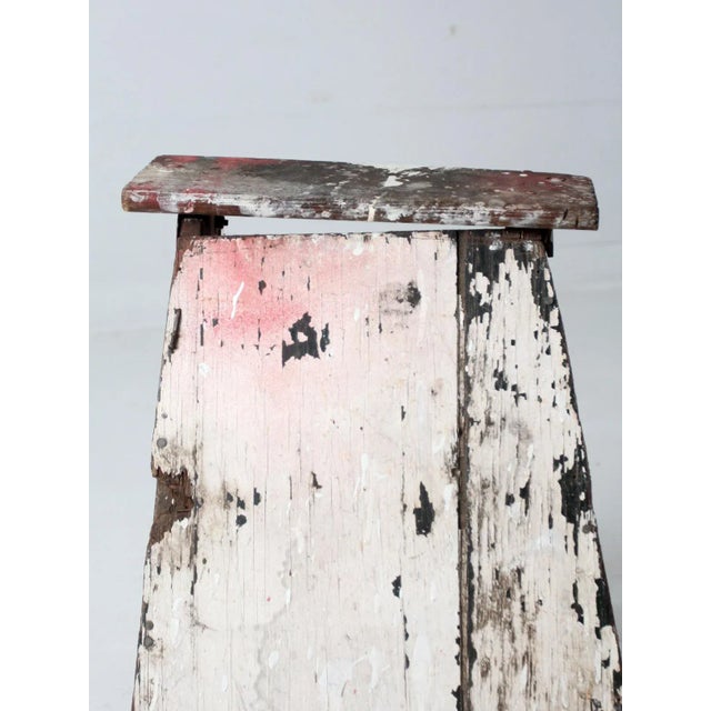 White Vintage Rustic Wooden Step Ladder For Sale - Image 8 of 12