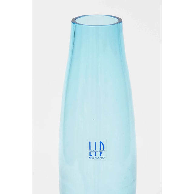 Mid-Century Modern Marcello Furlan Murano Lip Blue Glass Rocket Vase For Sale - Image 3 of 11