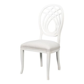 Neoclassical Dining Chairs with Ribbon Backs in White, Sets of 2 For Sale