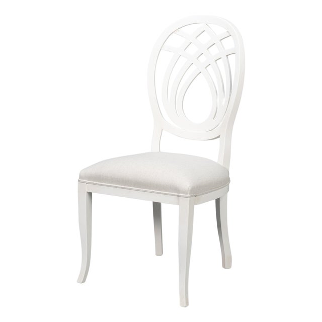 Neoclassical Dining Chairs with Ribbon Backs in White, Sets of 2 For Sale